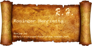 Rosinger Henrietta névjegykártya